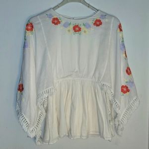 Fringe Floral shirt with Elastic Waist